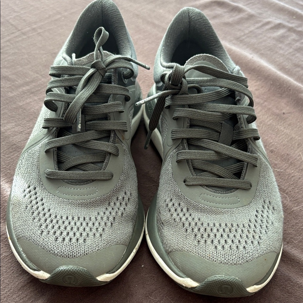 lululemon athletica Gray Knit Lace-Up Athletic Sneakers